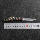 Pocket Knife VG-10 Plaid Stabilized Wood Outdoor Knife 55mm with Leather Sheath (2.2”)-[Musashi]-[Japanese-Kitchen-Knives]