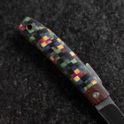 Pocket Knife VG-10 Plaid Stabilized Wood Outdoor Knife 55mm with Leather Sheath-[Musashi]-[Japanese-Kitchen-Knives]