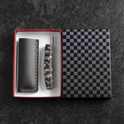 Pocket Knife VG-10 Plaid Stabilized Wood Outdoor Knife 55mm with Leather Sheath-[Musashi]-[Japanese-Kitchen-Knives]