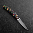 Pocket Knife VG-10 Plaid Stabilized Wood Outdoor Knife 55mm with Leather Sheath-[Musashi]-[Japanese-Kitchen-Knives]