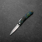 Pocket Knife VG-10 Stabilized Wood Outdoor Knife 60mm with Leather Sheath (2.4”)-[Musashi]-[Japanese-Kitchen-Knives]