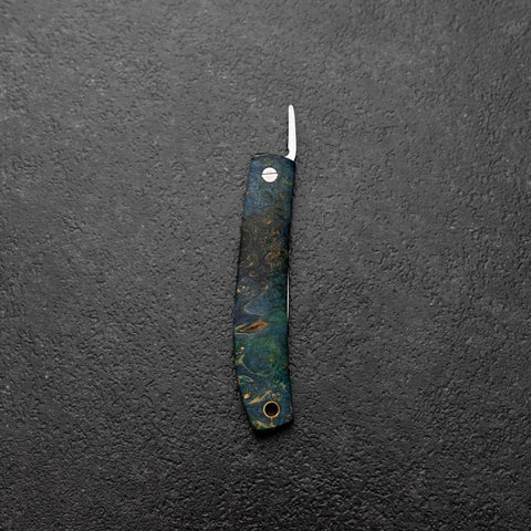 Pocket Knife VG-10 Stabilized Wood Outdoor Knife 60mm with Leather Sheath (2.4”)-[Musashi]-[Japanese-Kitchen-Knives]
