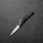 Pocket Knife VG-10 Stabilized Wood Outdoor Knife 60mm with Leather Sheath-[Musashi]-[Japanese-Kitchen-Knives]