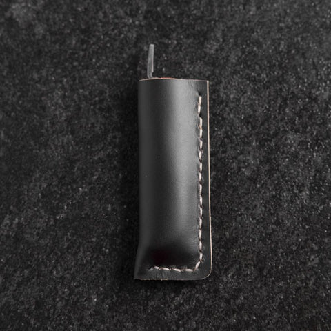 Pocket Knife VG-10 Stabilized Wood Outdoor Knife (Angled edge blade) 60mm with Leather Sheath-[Musashi]-[Japanese-Kitchen-Knives]