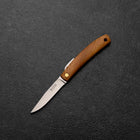 Pocket Knife VG-10 Zelkova Outdoor Knife 60mm with Leather Sheath (2.4”)-[Musashi]-[Japanese-Kitchen-Knives]