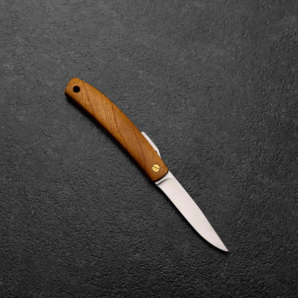 Pocket Knife VG-10 Zelkova Outdoor Knife 60mm with Leather Sheath