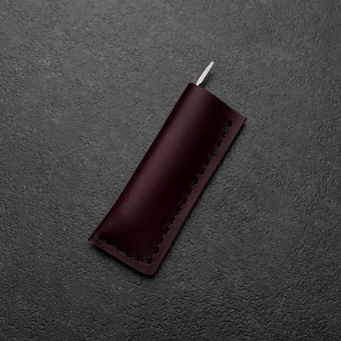 Pocket Knife VG-10 Zelkova Outdoor Knife 60mm with Leather Sheath-[Musashi]-[Japanese-Kitchen-Knives]