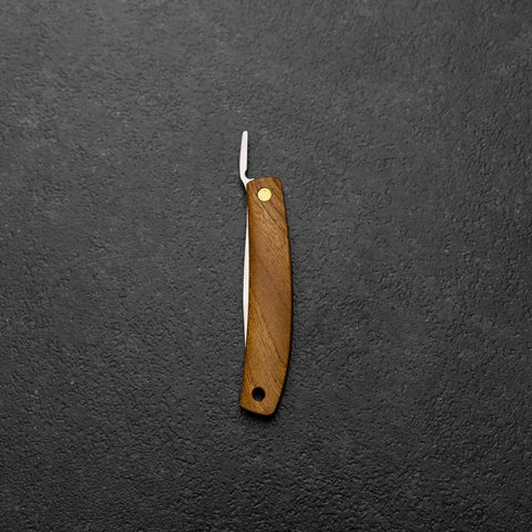 Pocket Knife VG-10 Zelkova Outdoor Knife 60mm with Leather Sheath-[Musashi]-[Japanese-Kitchen-Knives]