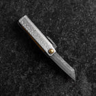Pocket Knife White Steel #2 60mm Carbon Kurouchi Tsuchime Knifegata with Paulownia Wooden Box-[Musashi]-[Japanese-Kitchen-Knives]