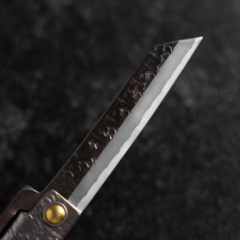 Pocket Knife White Steel #2 75mm Carbon Tsuchime Knifegata with Paulownia Wooden Box (2.9”)-[Musashi]-[Japanese-Kitchen-Knives]