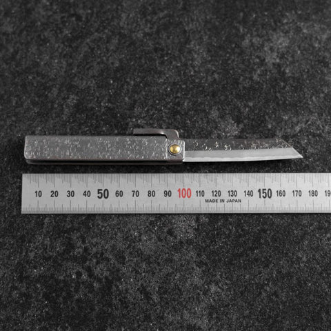 Pocket Knife White Steel #2 75mm Carbon Tsuchime Knifegata with Paulownia Wooden Box (2.9”)-[Musashi]-[Japanese-Kitchen-Knives]