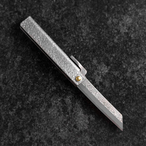 Pocket Knife White Steel #2 75mm Carbon Tsuchime Knifegata with Paulownia Wooden Box (2.9”)-[Musashi]-[Japanese-Kitchen-Knives]