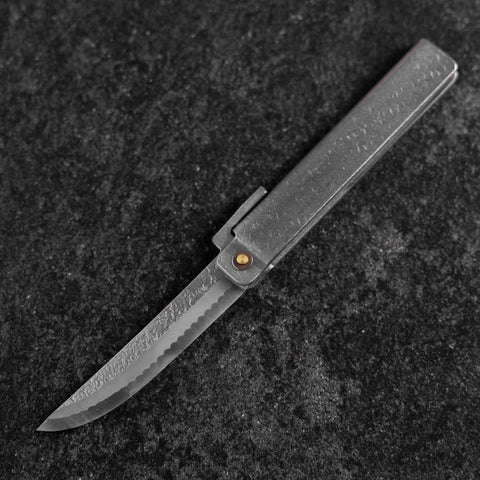 Pocket Knife White Steel #2 90mm Carbon Tsuchime Kengata with Paulownia Wooden Box (3.5”)-[Musashi]-[Japanese-Kitchen-Knives]