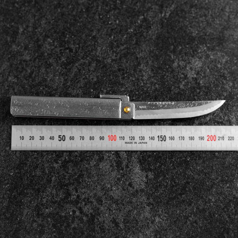 Pocket Knife White Steel #2 90mm Carbon Tsuchime Kengata with Paulownia Wooden Box (3.5”)-[Musashi]-[Japanese-Kitchen-Knives]