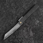 Pocket Knife White Steel #2 90mm Carbon Tsuchime Knifegata Black with Paulownia Wooden Box (3.5”)-[Musashi]-[Japanese-Kitchen-Knives]