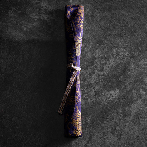 Musashi Japanese Style Kitchen Knife Roll Navy Golden Tiger 2 Pockets Handmade