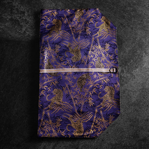 Musashi Japanese Style Kitchen Knife Roll Navy Golden Tiger 2 Pockets Handmade