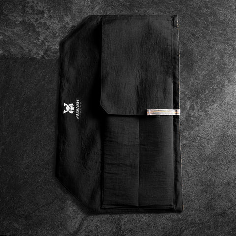 Musashi Japanese Style Kitchen Knife Roll Navy Golden Tiger 2 Pockets Handmade