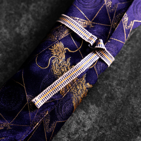 Musashi Japanese Style Kitchen Knife Roll Navy Golden Dragon 2 Pockets Handmade