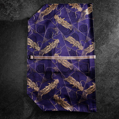 Musashi Japanese Style Kitchen Knife Roll Navy Golden Dragon 2 Pockets Handmade