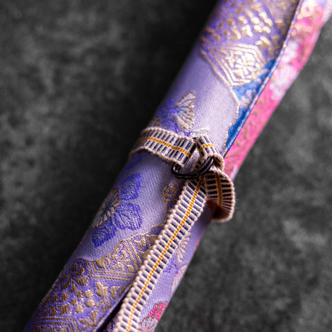 Musashi Japanese Style Kitchen Knife Roll Yamagata Kikkamon - Purple 2 Pockets Handmade