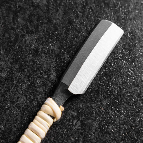 Razor/Kamisori Blue Steel #2 Kurouchi White Cord Handle 50mm with wooden box-[Musashi]-[Japanese-Kitchen-Knives]