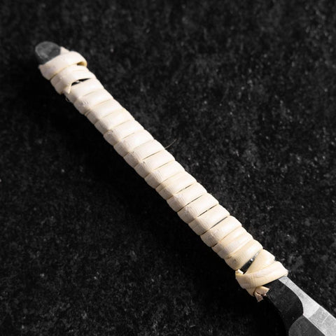 Razor/Kamisori Blue Steel #2 Kurouchi White Cord Handle 50mm with wooden box-[Musashi]-[Japanese-Kitchen-Knives]