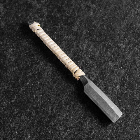 Razor/Kamisori Blue Steel #2 Kurouchi White Cord Handle 50mm with wooden box-[Musashi]-[Japanese-Kitchen-Knives]