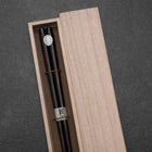 Rokkaku Akira (hexagon) Lacquered Wooden Chopsticks 235mm Black with Paulownia Wooden Box-[Musashi]-[Japanese-Kitchen-Knives]