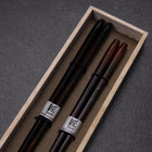 Rokkaku Akira (hexagon) Lacquered Wooden Chopsticks Set 215mm Red and 235mm Black with Paulownia Wooden Box-[Musashi]-[Japanese-Kitchen-Knives]