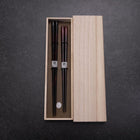 Rokkaku Akira (hexagon) Lacquered Wooden Chopsticks Set 215mm Red and 235mm Black with Paulownia Wooden Box-[Musashi]-[Japanese-Kitchen-Knives]
