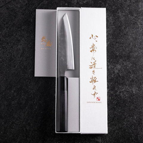 Sabaki White Steel #2 Kurouchi Buffalo Ebony Handle 140mm-[Musashi]-[Japanese-Kitchen-Knives]