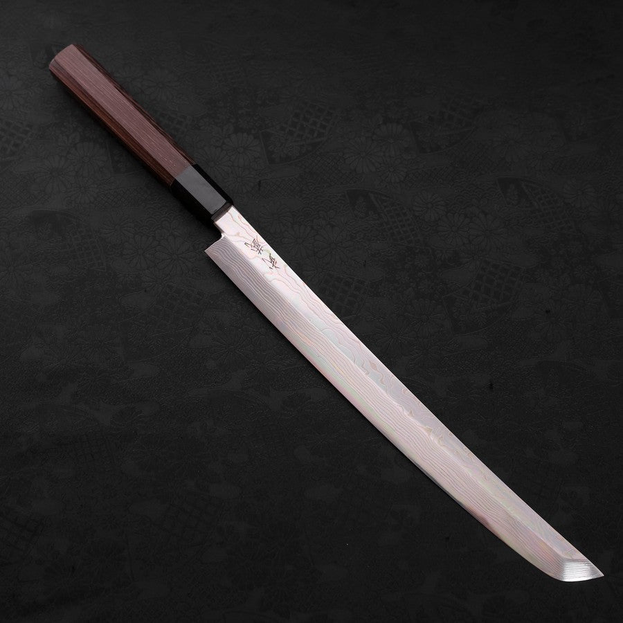 先丸蛸引 銀紙3号 ダマスカス 水牛ウェンジ柄 300mm – MUSASHI