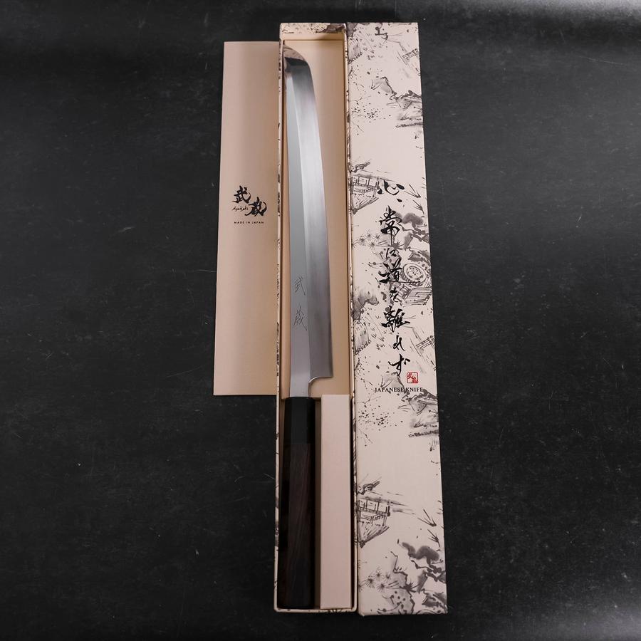 先丸蛸引 銀紙3号 ダマスカス 水牛ウェンジ柄 270mm – MUSASHI