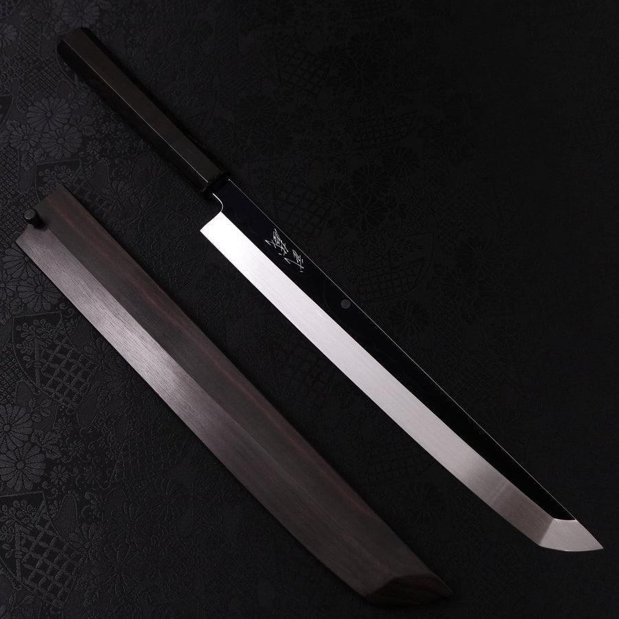 先丸蛸引 白二水本焼 月富士 鏡面 黒檀水牛柄 270mm – MUSASHI