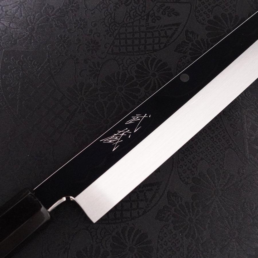 先丸蛸引 白二水本焼 月富士 鏡面 黒檀水牛柄 270mm – MUSASHI