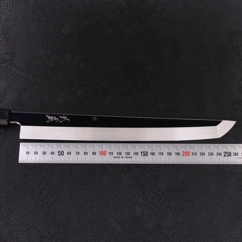 Sakimaru Takohiki White Steel #2 Moon-Fuji Water Honyaki Buffalo Ebony Handle 270mm (10.6”)-[Musashi]-[Japanese-Kitchen-Knives]
