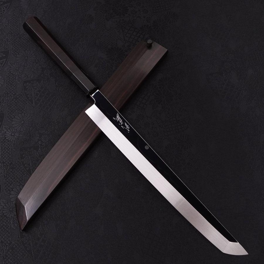 先丸蛸引 白二水本焼 月富士 鏡面 黒檀水牛柄 270mm – MUSASHI