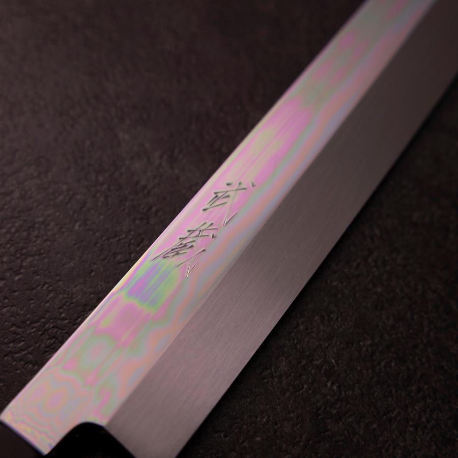 Sakimaru Takohiki White Steel #2 Moon-Fuji Water Honyaki Buffalo Ebony Handle 270mm with Magnolia Sheath (10.6”)-[Musashi]-[Japanese-Kitchen-Knives]