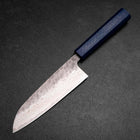 Santoku 440C Nashiji Damascus Blue Urushi Handle 165mm-[Musashi]-[Japanese-Kitchen-Knives]