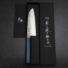 Santoku 440C Nashiji Damascus Blue Urushi Handle 165mm-[Musashi]-[Japanese-Kitchen-Knives]