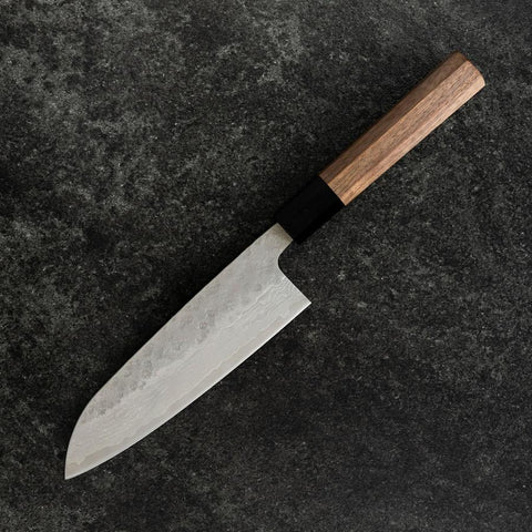 Santoku 440C Nashiji Damascus Buffalo Walnut Handle 165mm (6.5”)-[Musashi]-[Japanese-Kitchen-Knives]