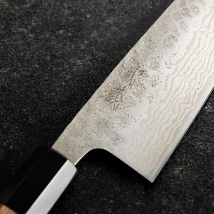 【Nashiページ】 Santoku 440C Nashiji Damascus Buffalo Walnut Handle 165mm (6.5