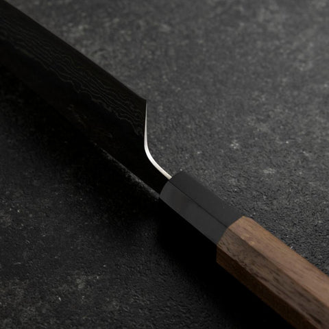 Santoku 440C Nashiji Damascus Buffalo Walnut Handle 165mm (6.5”)-[Musashi]-[Japanese-Kitchen-Knives]