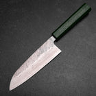 Santoku 440C Nashiji Damascus Green Urushi Handle 165mm-[Musashi]-[Japanese-Kitchen-Knives]
