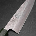 Santoku 440C Nashiji Damascus Green Urushi Handle 165mm-[Musashi]-[Japanese-Kitchen-Knives]