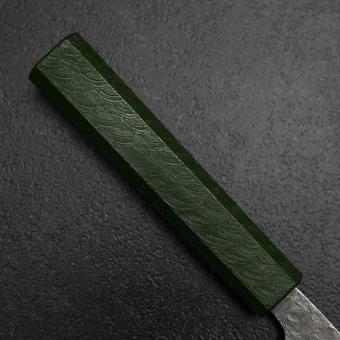 Santoku 440C Nashiji Damascus Green Urushi Handle 165mm-[Musashi]-[Japanese-Kitchen-Knives]