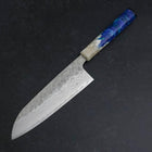 Santoku 440C Nashiji Damascus Ocean White Blue Handle 165mm (6.5”)-[Musashi]-[Japanese-Kitchen-Knives]