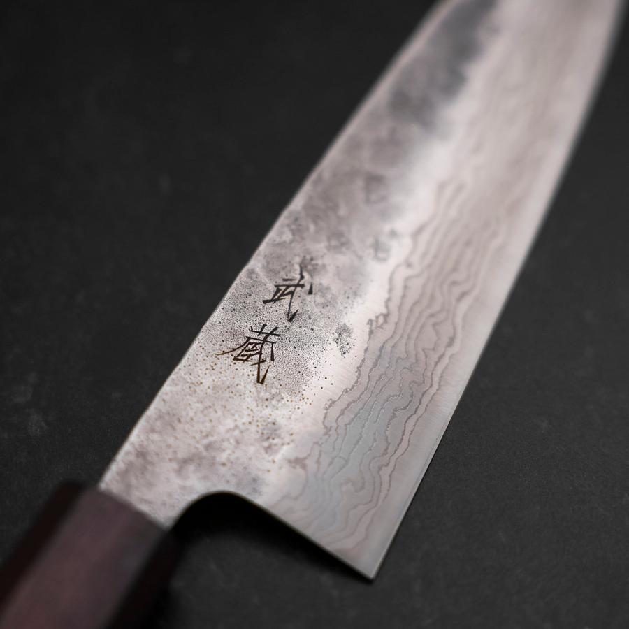 Santoku 440C Nashiji Damascus Purple Urushi Handle 165mm (6.5