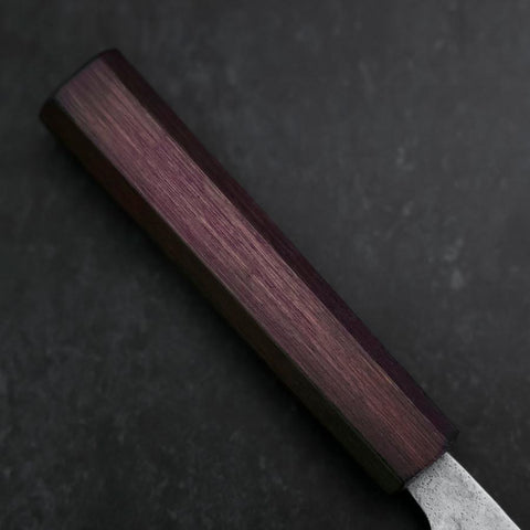 Santoku 440C Nashiji Damascus Purple Urushi Handle 165mm (6.5”)-[Musashi]-[Japanese-Kitchen-Knives]